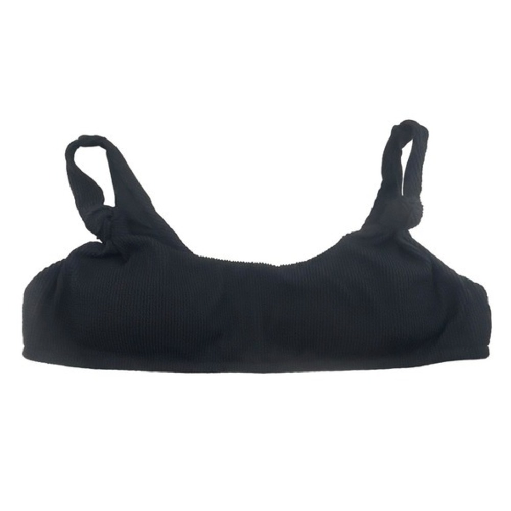 J Crew Scrunchie Knotted Bikini Top Black Scoop Neck Plus Size 3X BH481 New